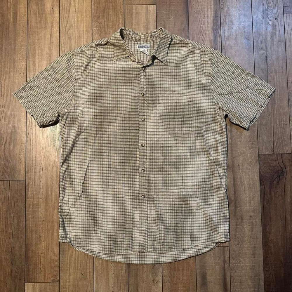 Y2K Aeropostale Plaid Short Sleeve‎ Button Up Shirt Men's XL